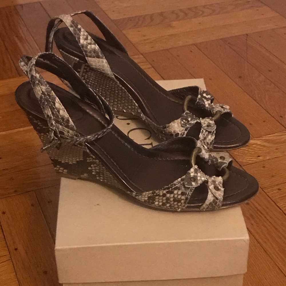 JCREW PYTHON LEATHER WEDGE HEEL